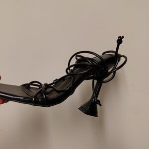 Black Square Toe Gladiator Heeled Sandals Size 7.5